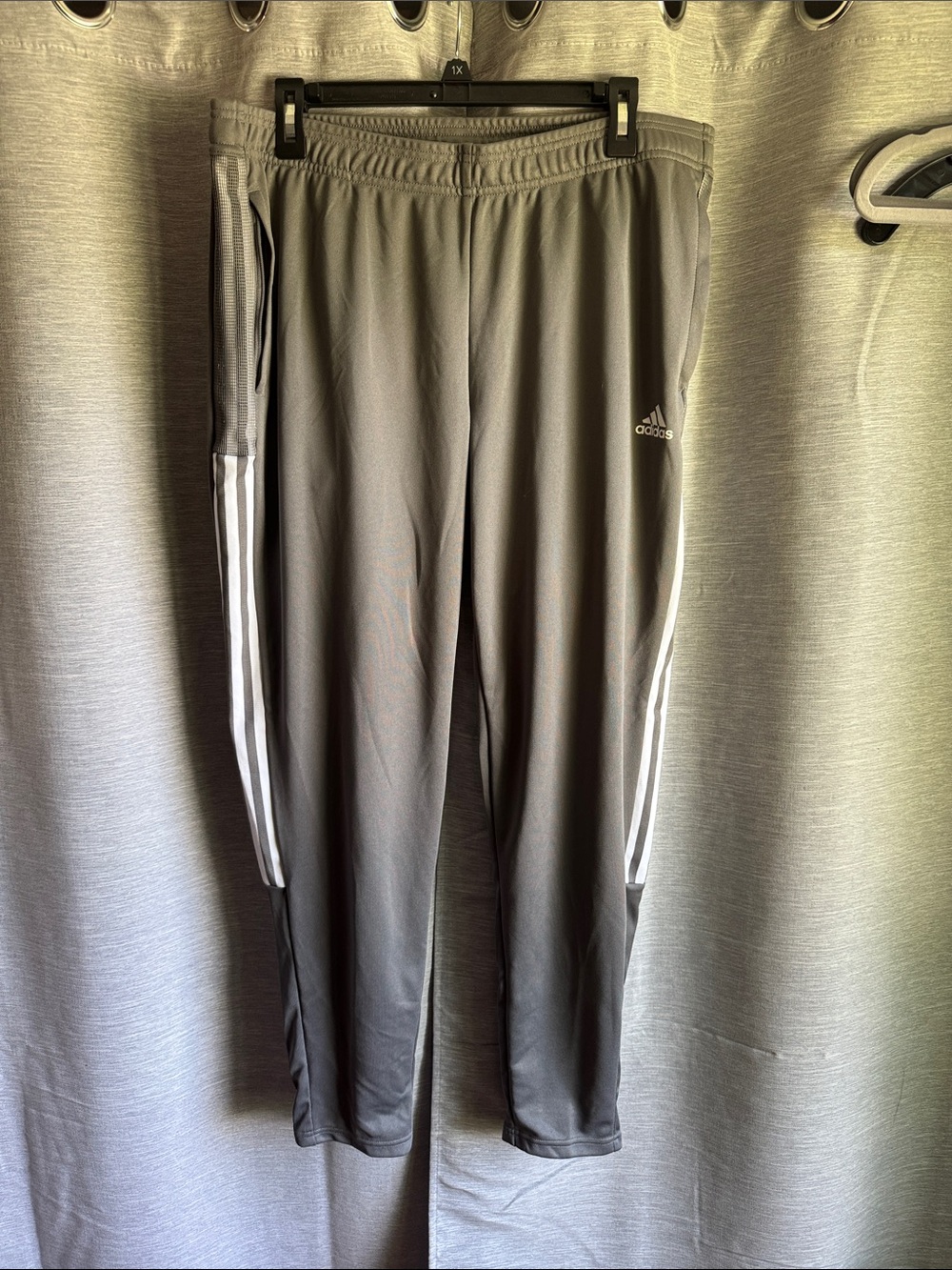 adidas Gray Track Pants with White Stripes